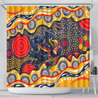 Adelaide Crows Shower Curtain Aboriginal Dot Pattern - Football Mascot Heritage Pride