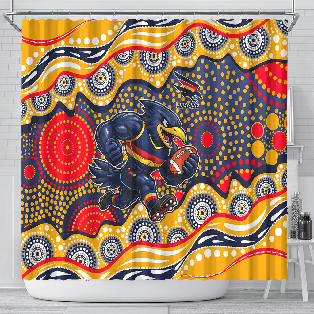 Adelaide Crows Shower Curtain Aboriginal Dot Pattern - Football Mascot Heritage Pride