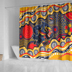 Adelaide Crows Shower Curtain Aboriginal Dot Pattern - Football Mascot Heritage Pride