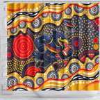Adelaide Crows Shower Curtain Aboriginal Dot Pattern - Football Mascot Heritage Pride