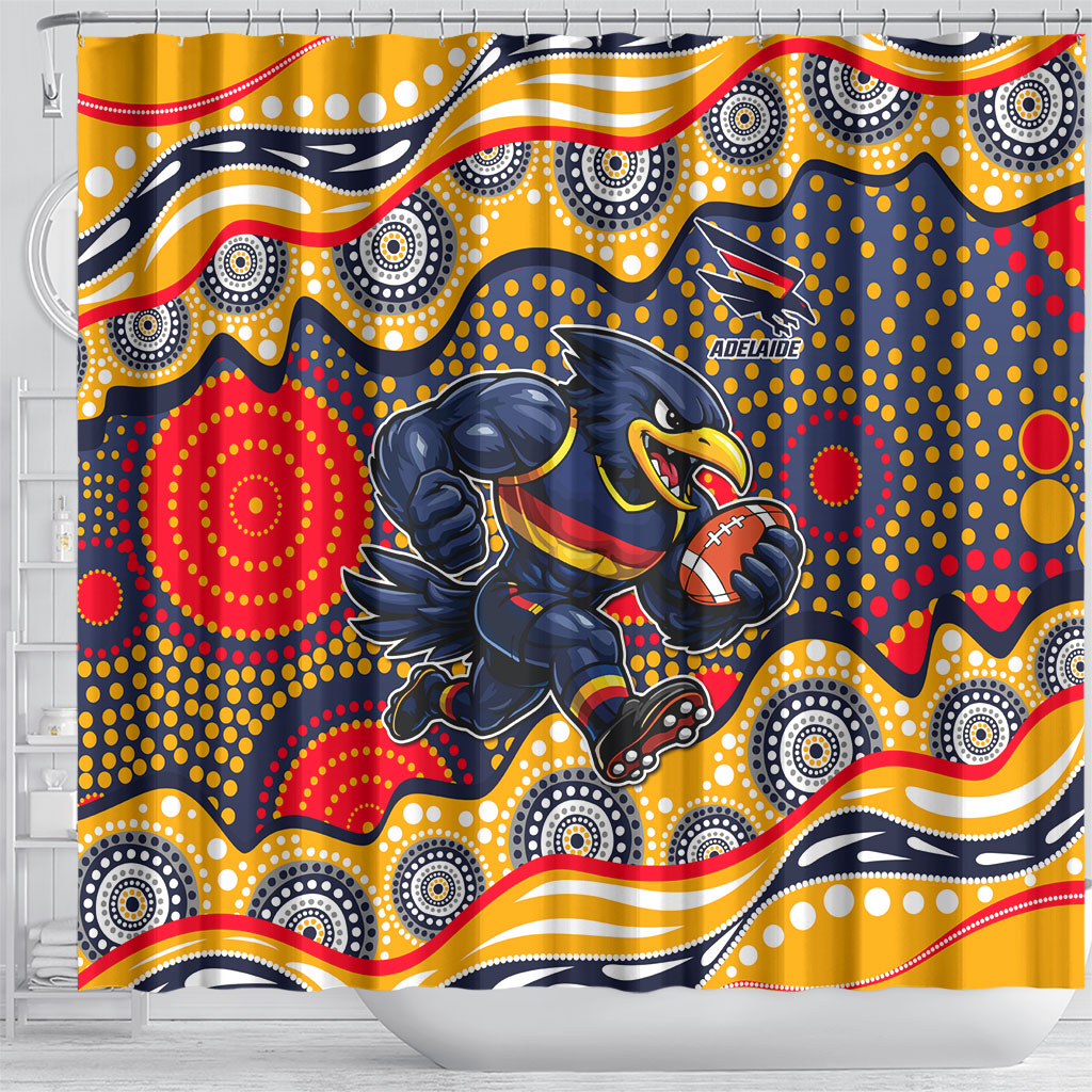 Adelaide Crows Shower Curtain Aboriginal Dot Pattern - Football Mascot Heritage Pride
