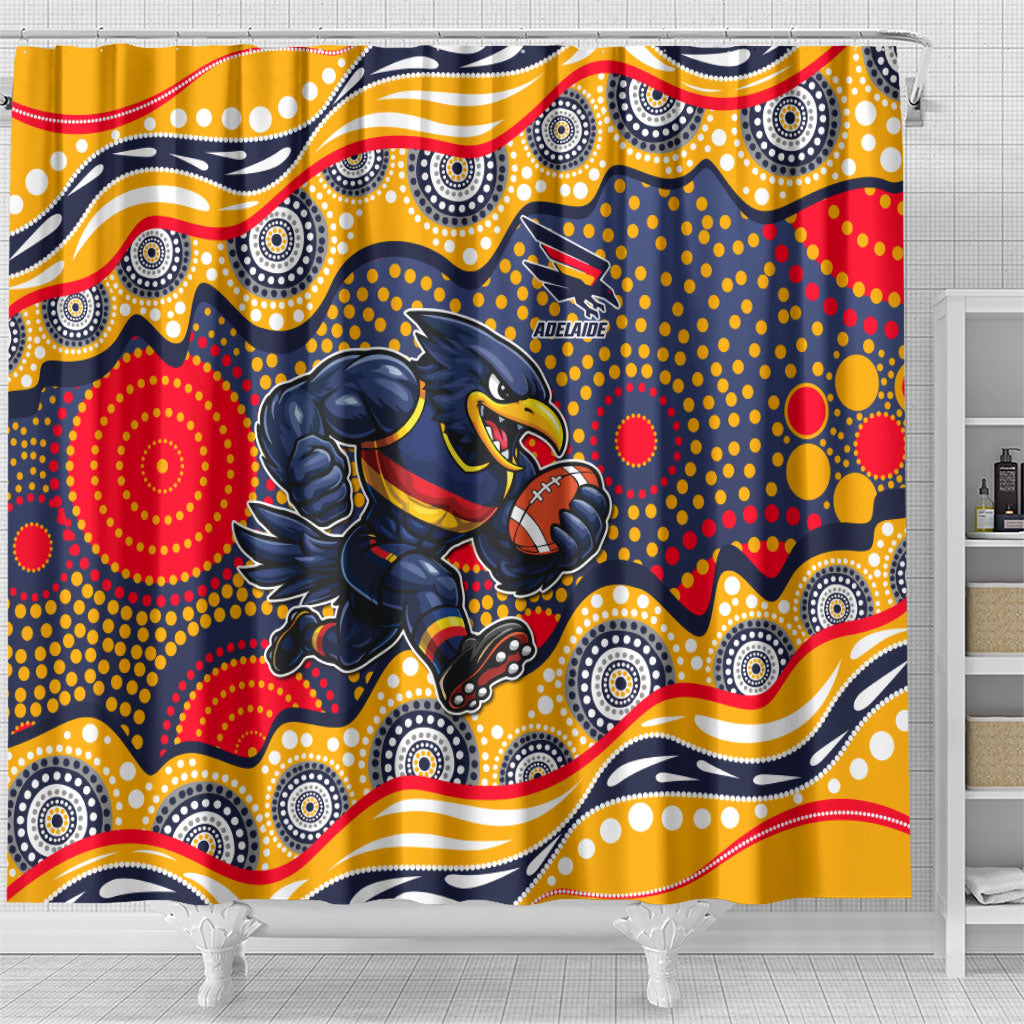 Adelaide Crows Shower Curtain Aboriginal Dot Pattern - Football Mascot Heritage Pride