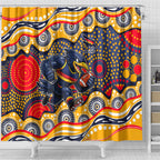 Adelaide Crows Shower Curtain Aboriginal Dot Pattern - Football Mascot Heritage Pride