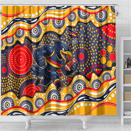 Adelaide Crows Shower Curtain Aboriginal Dot Pattern - Football Mascot Heritage Pride