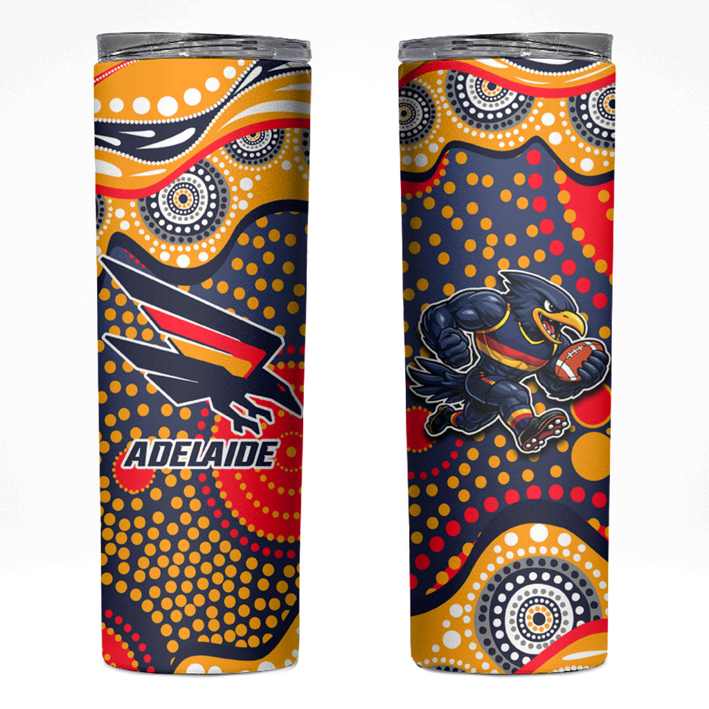Adelaide Crows Skinny Tumbler Aboriginal Dot Pattern - Football Mascot Heritage Pride