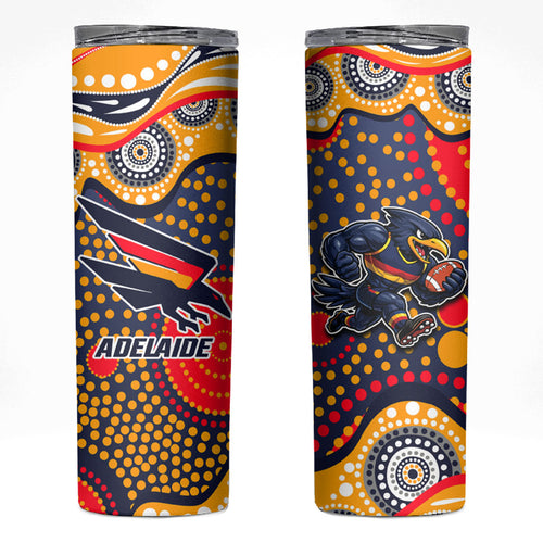Adelaide Crows Skinny Tumbler Aboriginal Dot Pattern - Football Mascot Heritage Pride