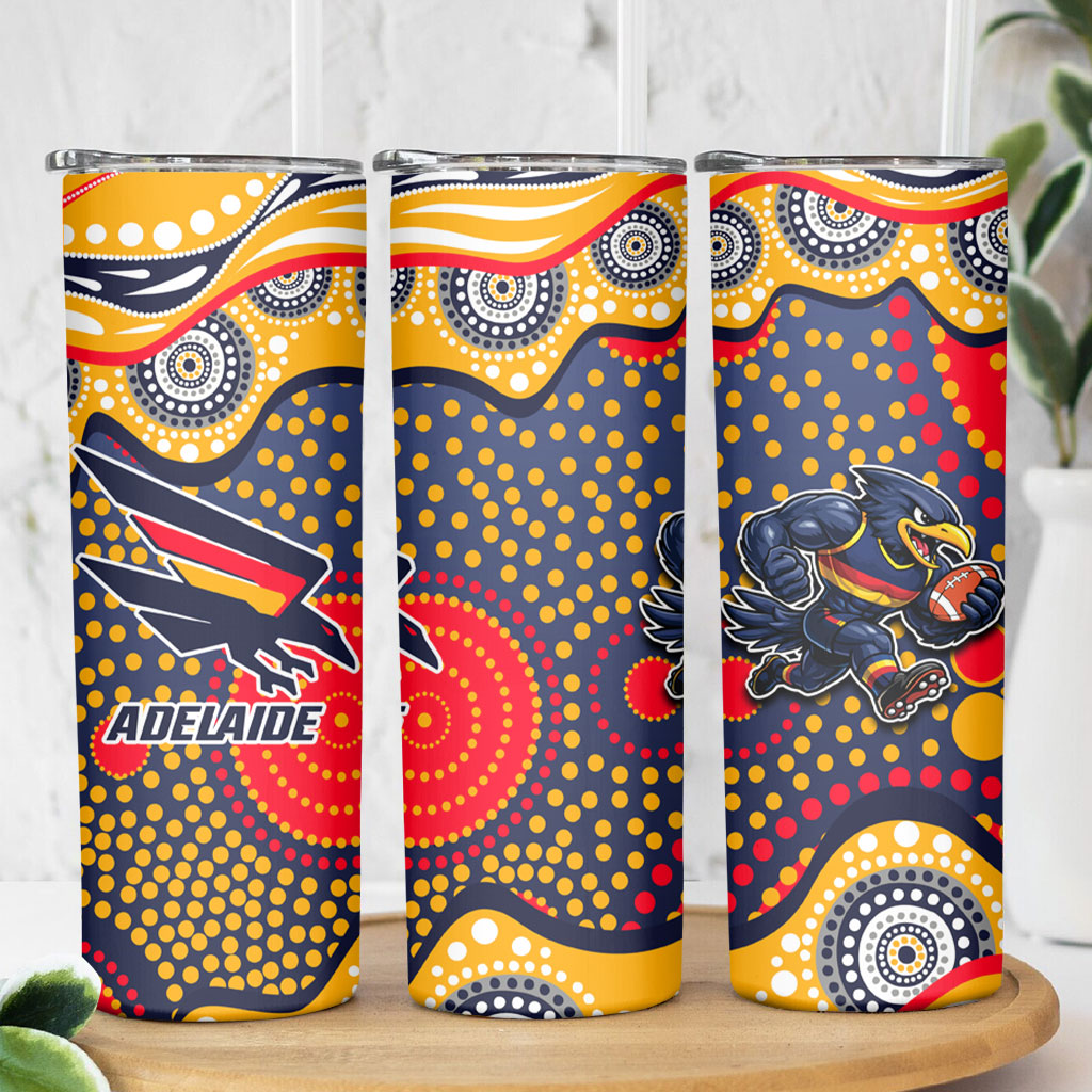 Adelaide Crows Skinny Tumbler Aboriginal Dot Pattern - Football Mascot Heritage Pride
