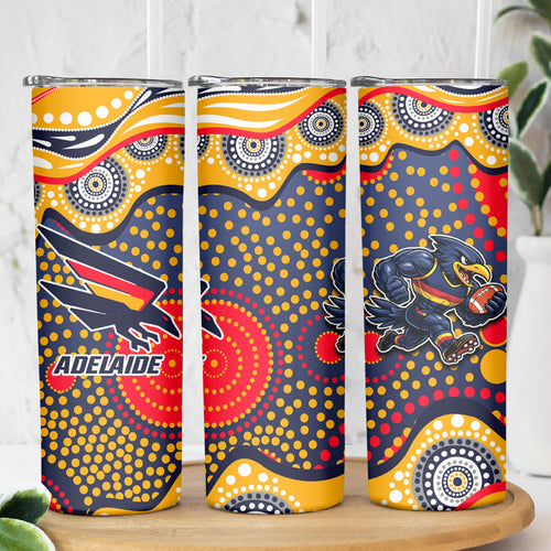 Adelaide Crows Skinny Tumbler Aboriginal Dot Pattern - Football Mascot Heritage Pride
