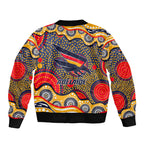 Adelaide Crows Sleeve Zip Bomber Jacket Aboriginal Dot Pattern - Football Mascot Heritage Pride