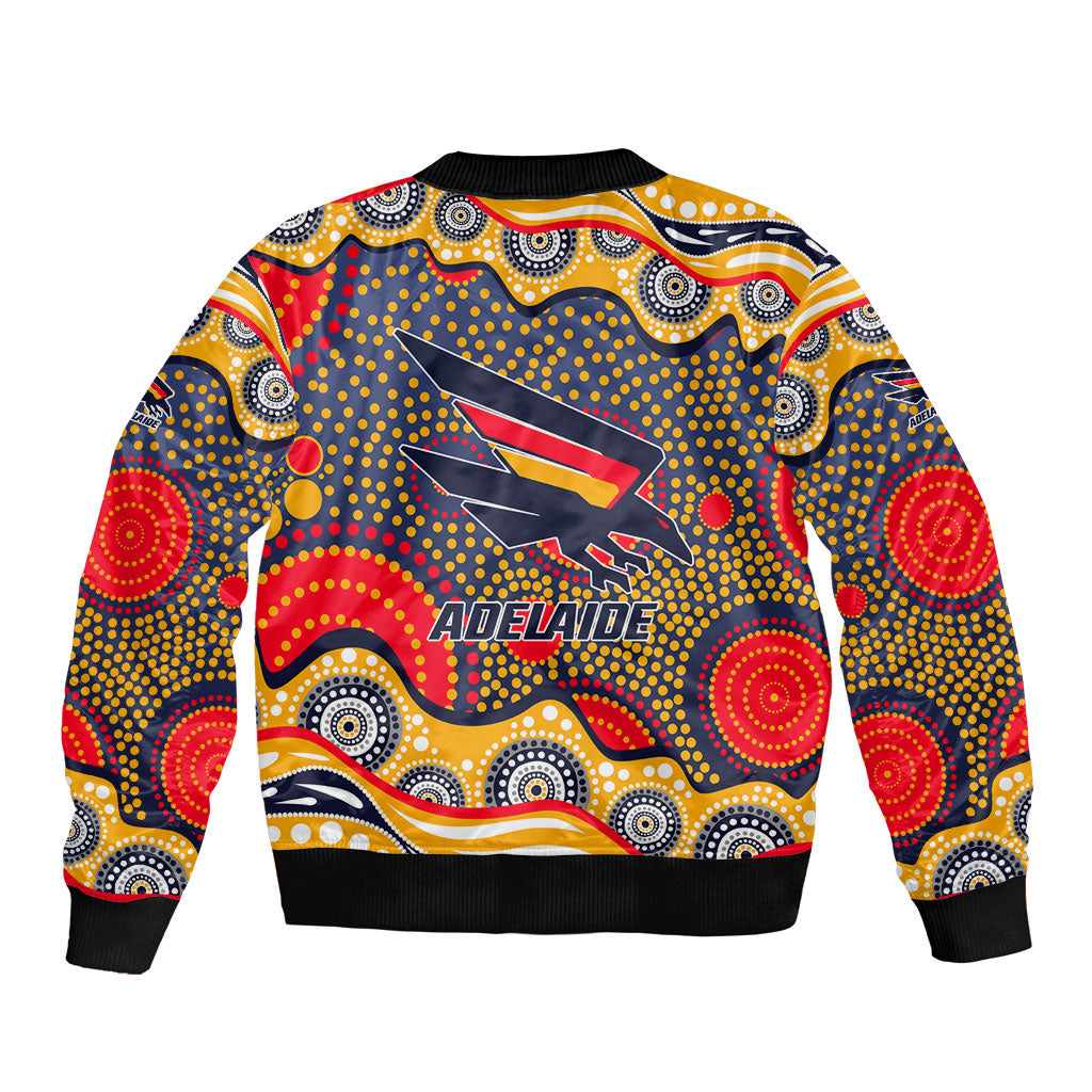 Adelaide Crows Sleeve Zip Bomber Jacket Aboriginal Dot Pattern - Football Mascot Heritage Pride