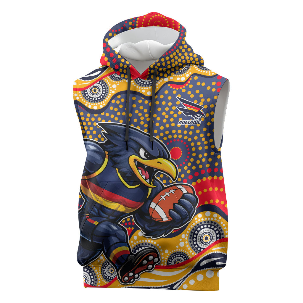 Adelaide Crows Sleeveless Hoodie Aboriginal Dot Pattern - Football Mascot Heritage Pride