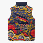 Adelaide Crows Sleeveless Puffer Jacket Aboriginal Dot Pattern - Football Mascot Heritage Pride
