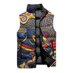 Adelaide Crows Sleeveless Puffer Jacket Aboriginal Dot Pattern - Football Mascot Heritage Pride