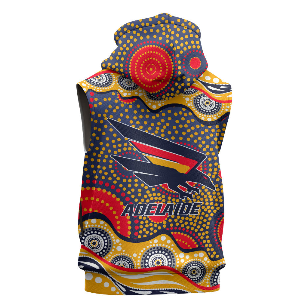 Adelaide Crows Sleeveless Zip Hoodie Aboriginal Dot Pattern - Football Mascot Heritage Pride