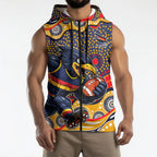Adelaide Crows Sleeveless Zip Hoodie Aboriginal Dot Pattern - Football Mascot Heritage Pride