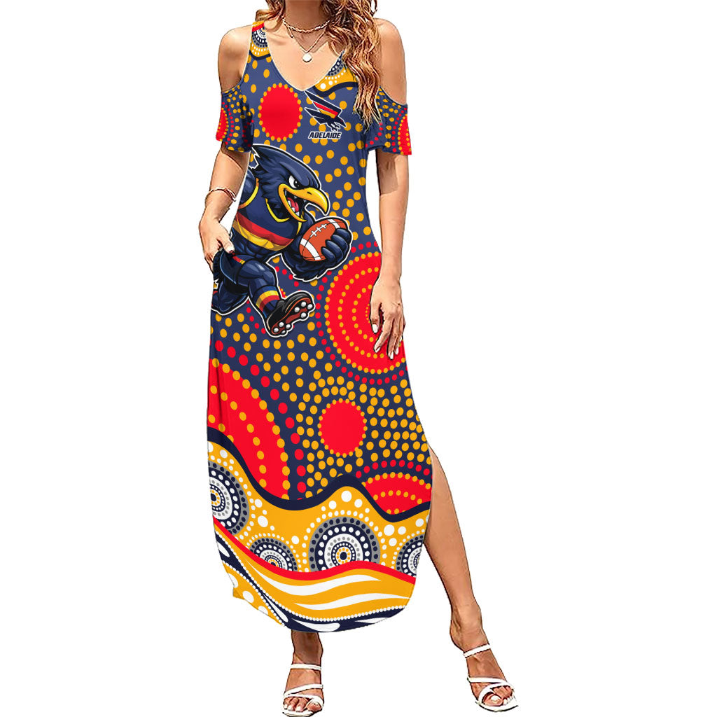 Adelaide Crows Summer Maxi Dress Aboriginal Dot Pattern - Football Mascot Heritage Pride