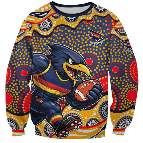 Adelaide Crows Sweatshirt Aboriginal Dot Pattern - Football Mascot Heritage Pride