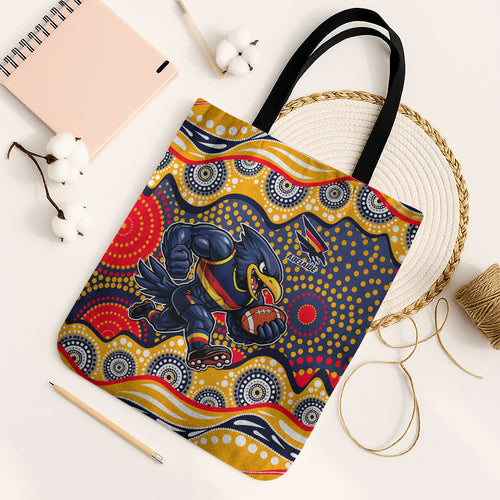 Adelaide Crows Tote Bag Aboriginal Dot Pattern - Football Mascot Heritage Pride