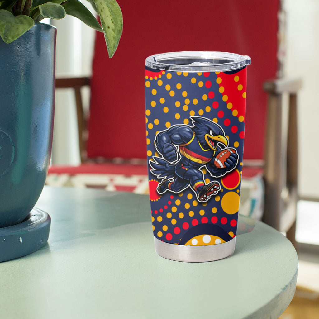 Adelaide Crows Tumbler Cup Aboriginal Dot Pattern - Football Mascot Heritage Pride
