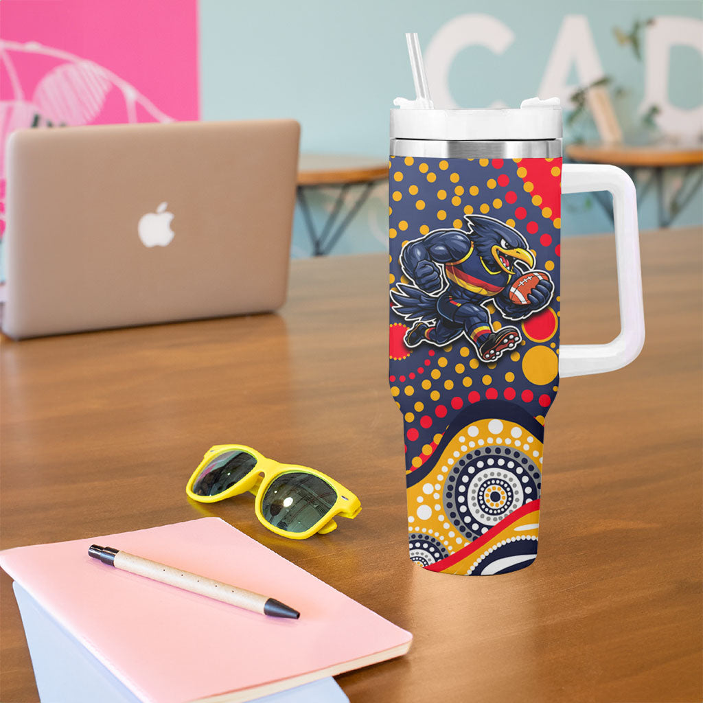 Adelaide Crows Tumbler With Handle Aboriginal Dot Pattern - Football Mascot Heritage Pride