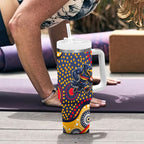 Adelaide Crows Tumbler With Handle Aboriginal Dot Pattern - Football Mascot Heritage Pride