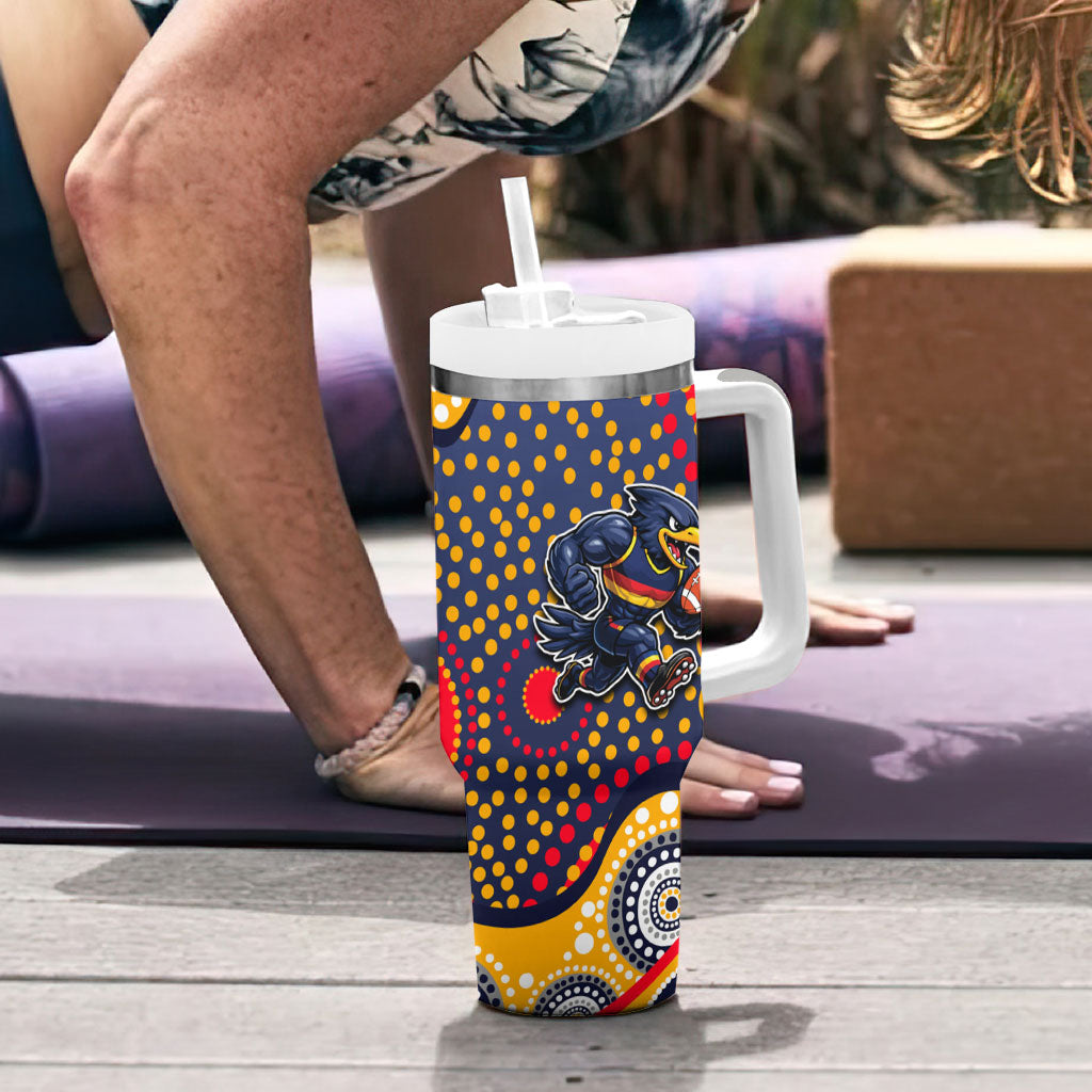 Adelaide Crows Tumbler With Handle Aboriginal Dot Pattern - Football Mascot Heritage Pride