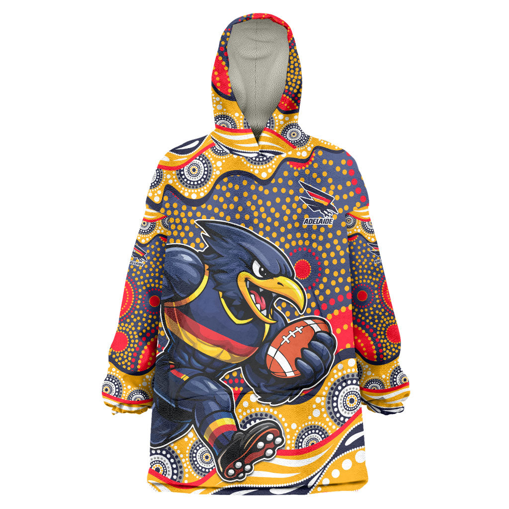 Adelaide Crows Wearable Blanket Hoodie Aboriginal Dot Pattern - Football Mascot Heritage Pride