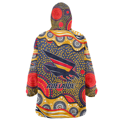 Adelaide Crows Wearable Blanket Hoodie Aboriginal Dot Pattern - Football Mascot Heritage Pride