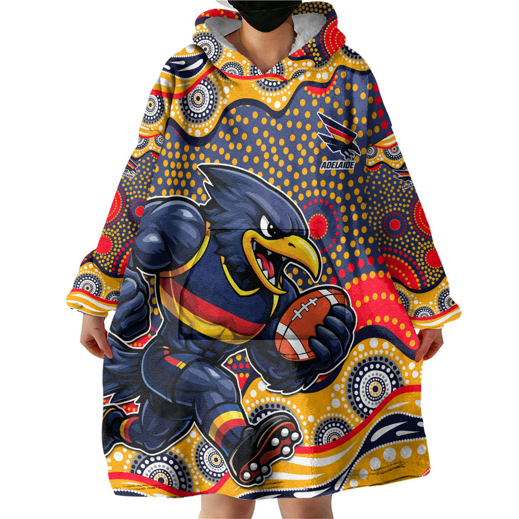 Adelaide Crows Wearable Blanket Hoodie Aboriginal Dot Pattern - Football Mascot Heritage Pride