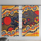 Adelaide Crows Window Curtain Aboriginal Dot Pattern - Football Mascot Heritage Pride