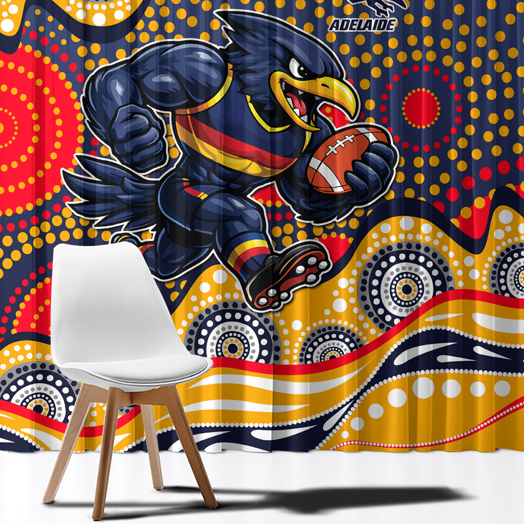 Adelaide Crows Window Curtain Aboriginal Dot Pattern - Football Mascot Heritage Pride