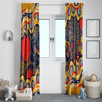 Adelaide Crows Window Curtain Aboriginal Dot Pattern - Football Mascot Heritage Pride