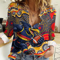 Adelaide Crows Women Casual Shirt Aboriginal Dot Pattern - Football Mascot Heritage Pride