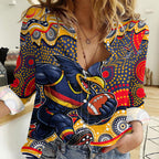 Adelaide Crows Women Casual Shirt Aboriginal Dot Pattern - Football Mascot Heritage Pride