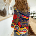 Adelaide Crows Women Casual Shirt Aboriginal Dot Pattern - Football Mascot Heritage Pride