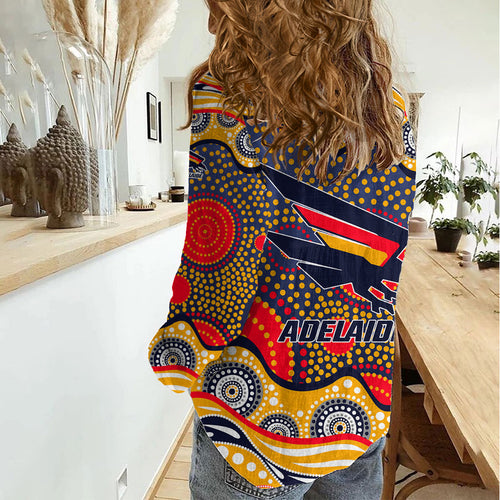 Adelaide Crows Women Casual Shirt Aboriginal Dot Pattern - Football Mascot Heritage Pride