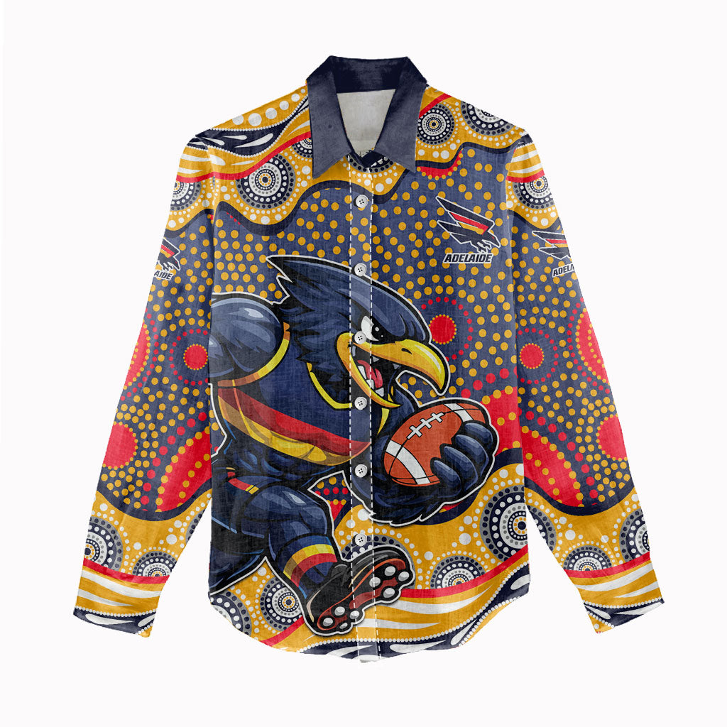 Adelaide Crows Women Casual Shirt Aboriginal Dot Pattern - Football Mascot Heritage Pride