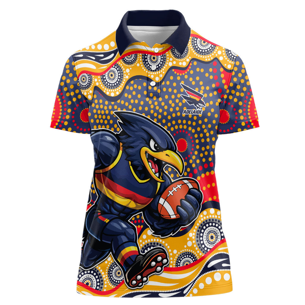 Adelaide Crows Women Polo Shirt Aboriginal Dot Pattern - Football Mascot Heritage Pride