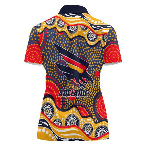 Adelaide Crows Women Polo Shirt Aboriginal Dot Pattern - Football Mascot Heritage Pride