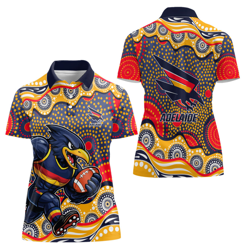 Adelaide Crows Women Polo Shirt Aboriginal Dot Pattern - Football Mascot Heritage Pride