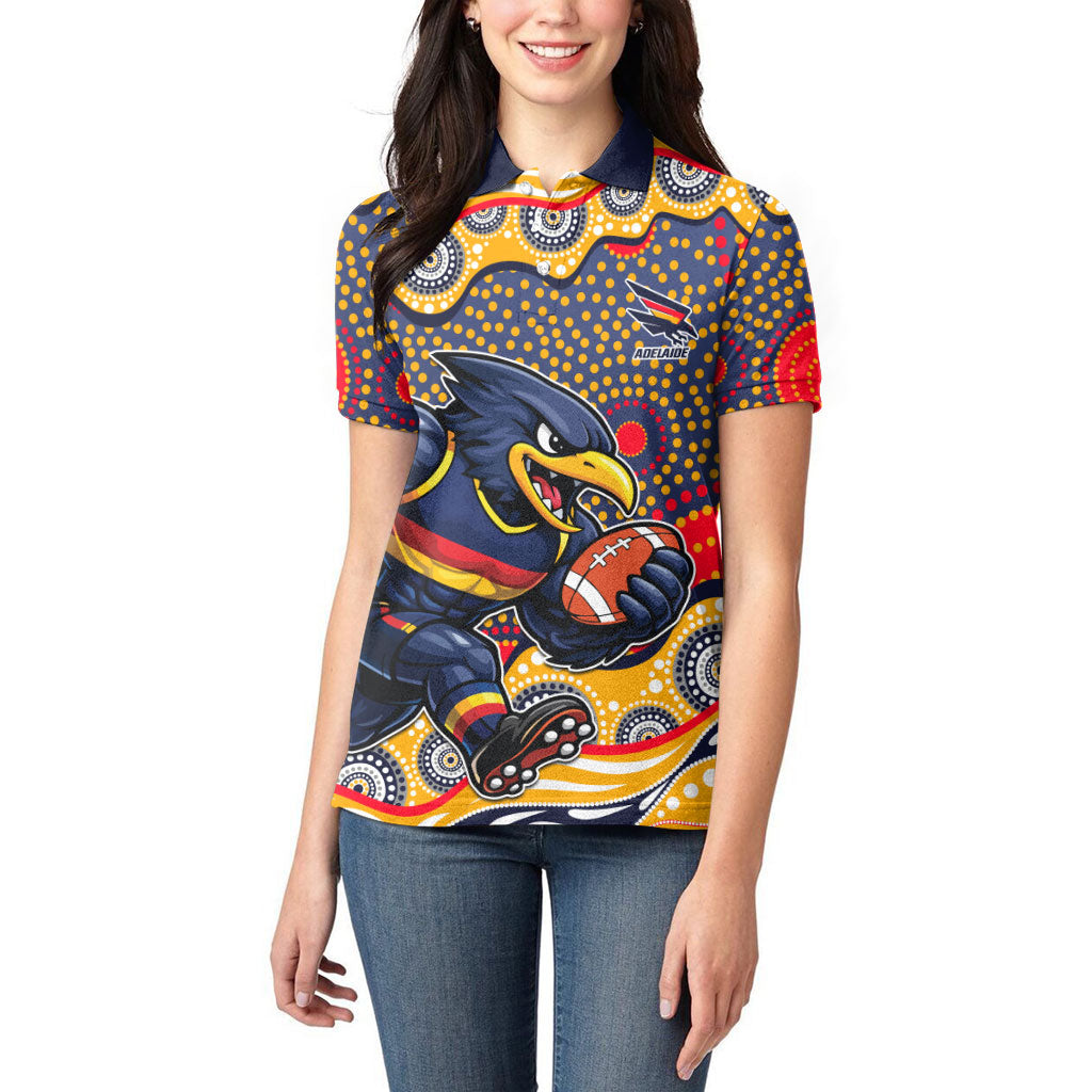 Adelaide Crows Women Polo Shirt Aboriginal Dot Pattern - Football Mascot Heritage Pride