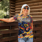 Adelaide Crows Women Polo Shirt Aboriginal Dot Pattern - Football Mascot Heritage Pride