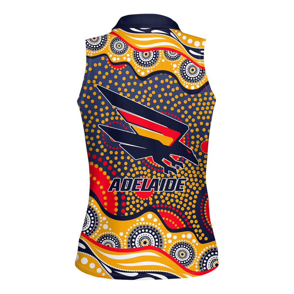 Adelaide Crows Women Sleeveless Polo Shirt Aboriginal Dot Pattern - Football Mascot Heritage Pride