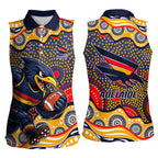Adelaide Crows Women Sleeveless Polo Shirt Aboriginal Dot Pattern - Football Mascot Heritage Pride