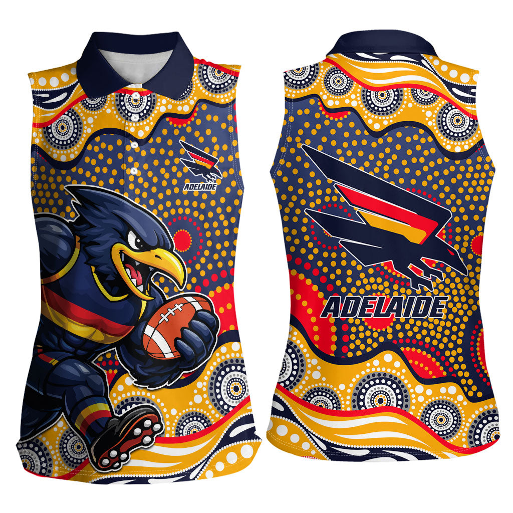 Adelaide Crows Women Sleeveless Polo Shirt Aboriginal Dot Pattern - Football Mascot Heritage Pride