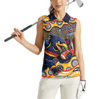 Adelaide Crows Women Sleeveless Polo Shirt Aboriginal Dot Pattern - Football Mascot Heritage Pride