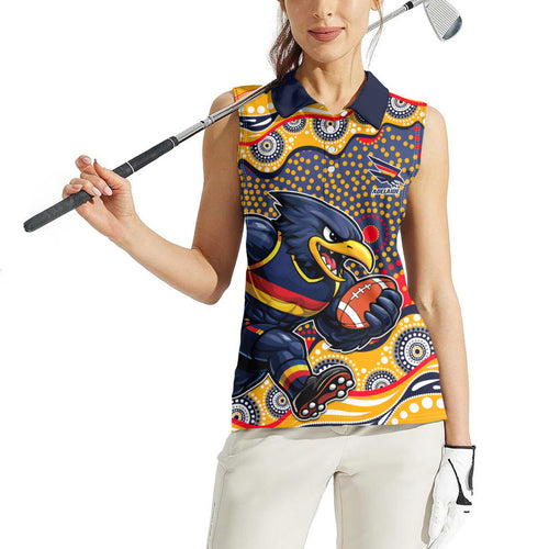 Adelaide Crows Women Sleeveless Polo Shirt Aboriginal Dot Pattern - Football Mascot Heritage Pride