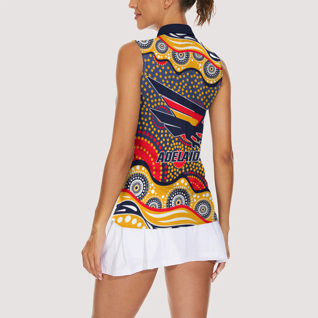 Adelaide Crows Women Sleeveless Polo Shirt Aboriginal Dot Pattern - Football Mascot Heritage Pride