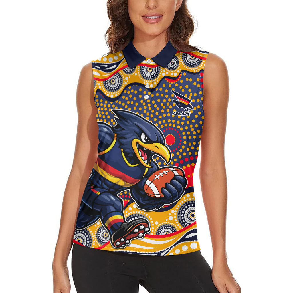 Adelaide Crows Women Sleeveless Polo Shirt Aboriginal Dot Pattern - Football Mascot Heritage Pride