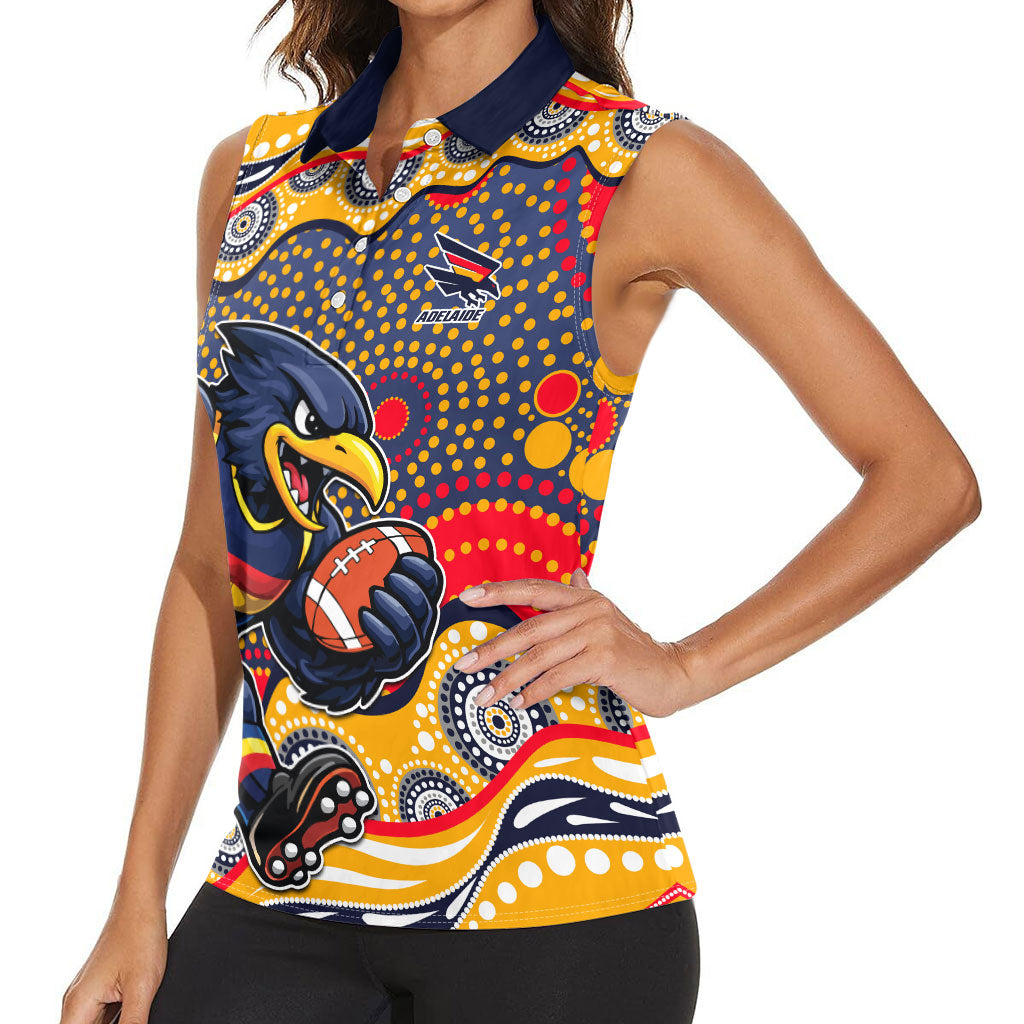 Adelaide Crows Women Sleeveless Polo Shirt Aboriginal Dot Pattern - Football Mascot Heritage Pride